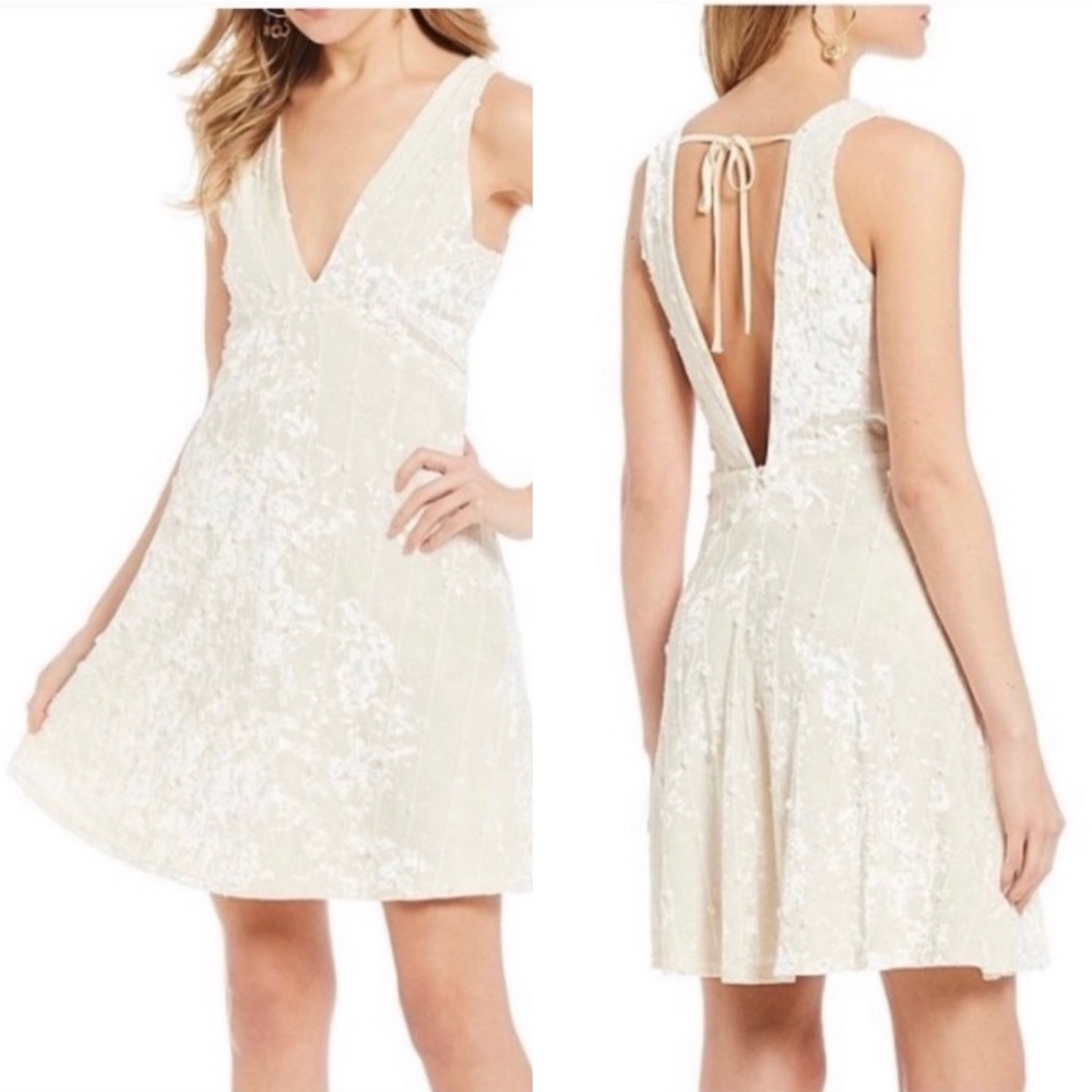 Gianni Bini Cream Velvet Dress